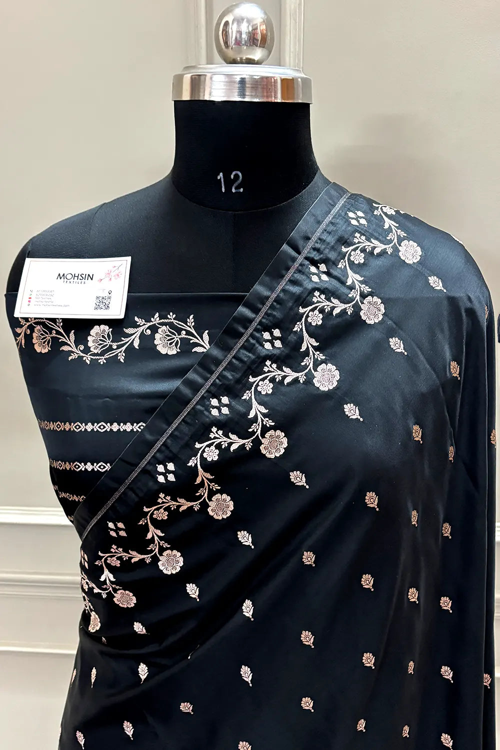 Black Zari Katan Mashru Silk Banarasi Saree