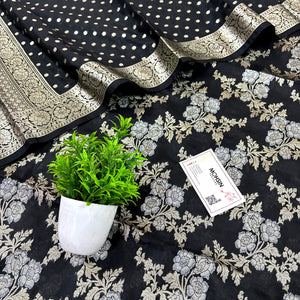 Black Zari Katan Silk Banarasi Suit