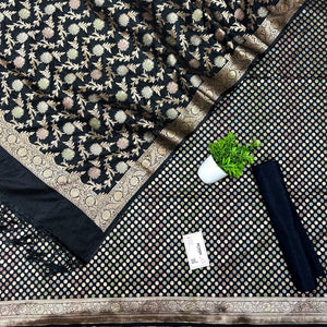 Black Zari Katan Silk Banarasi Suit