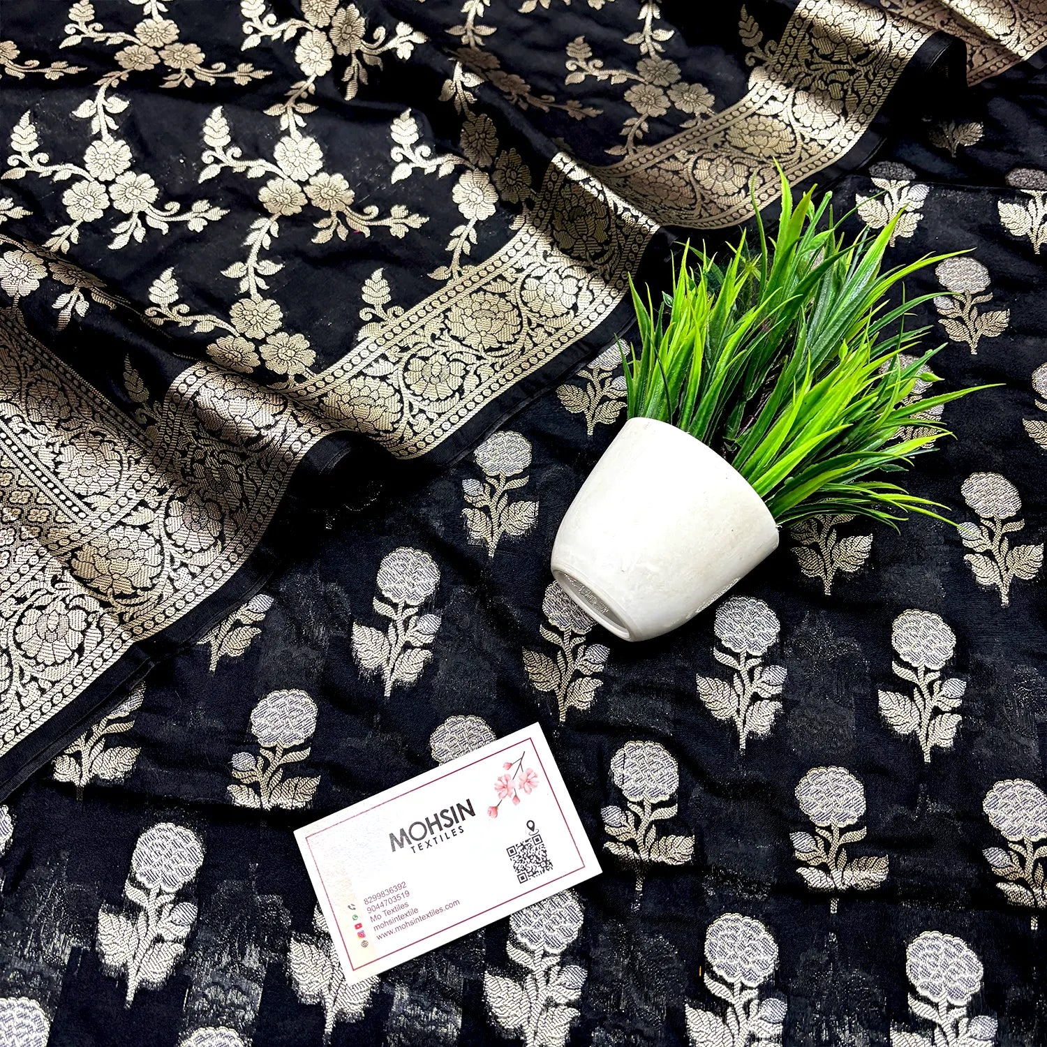 Black Zari Katan Silk Banarasi Suit