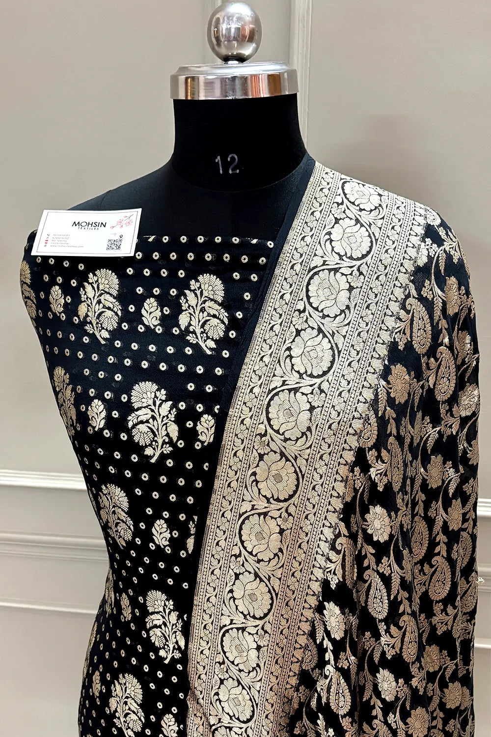 Black Zari Pure Georgette Silk Banarasi Suit