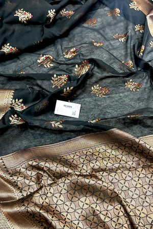 Black Zari Resham Banarasi Silk Saree