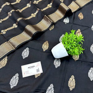 Black Zari Satin Silk Banarasi Suit