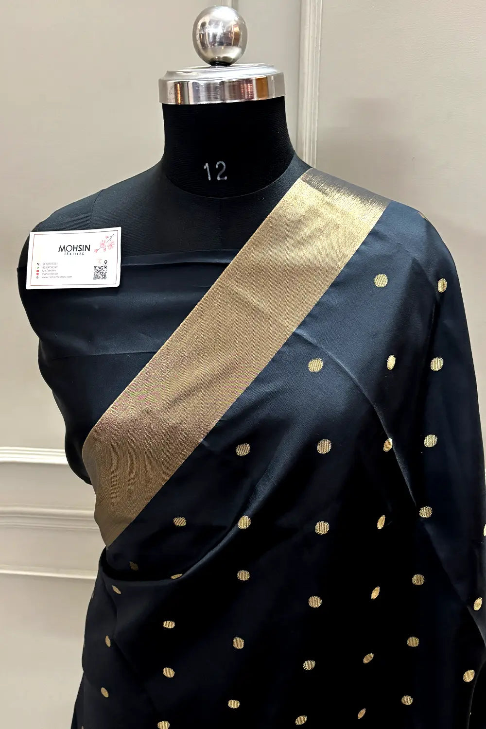 Black Zari Semi Katan Silk Banarasi Saree