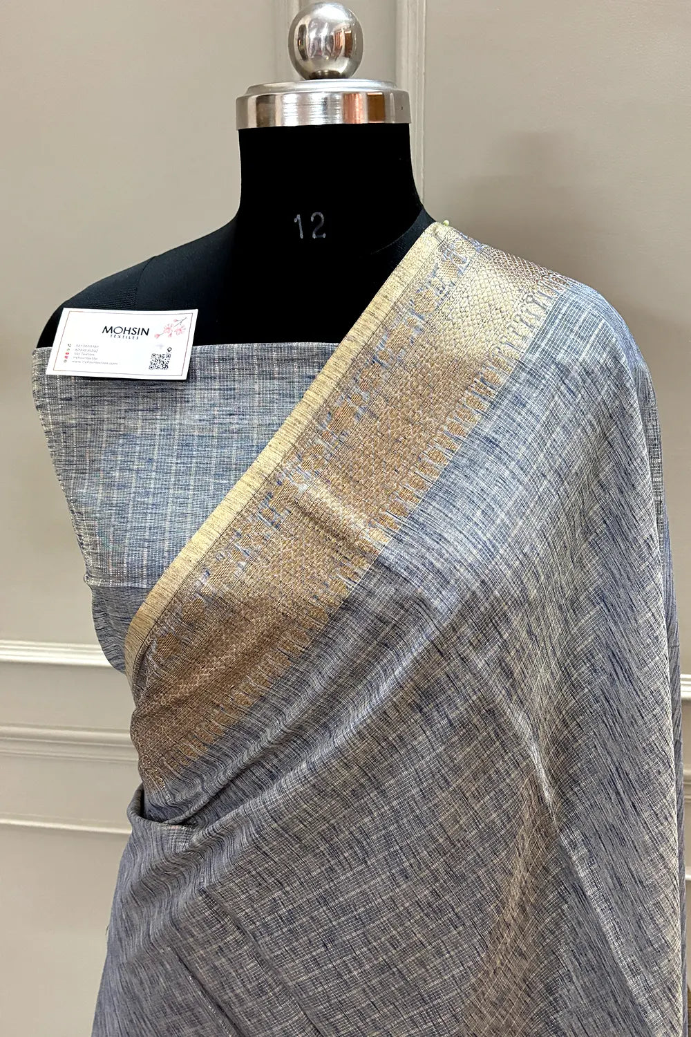 Blue Linen Silk Banarasi Saree