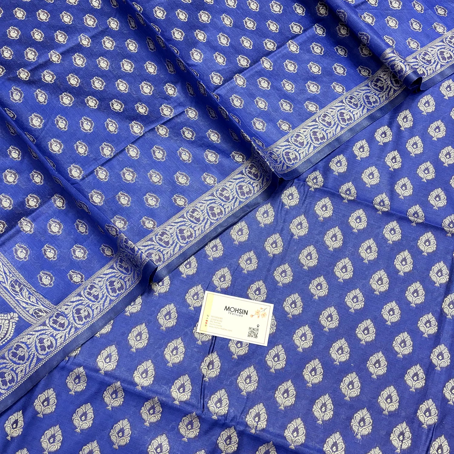 Blue Surahi Paan Cotton Silk Banarasi Suit