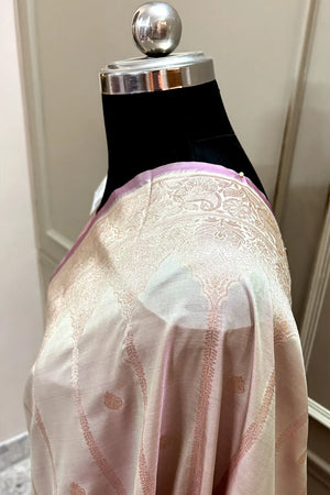 Blush Beige Zari Katan Silk Banarasi Saree