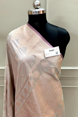 Blush Beige Zari Katan Silk Banarasi Saree