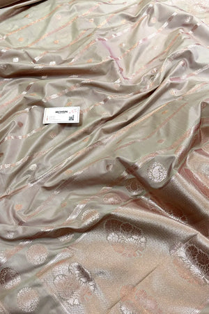 Blush Beige Zari Katan Silk Banarasi Saree