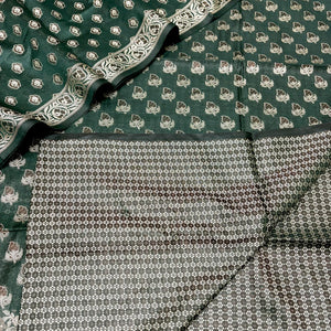 Bottle Green Angoori Buti Cotton Silk Banarasi Suit