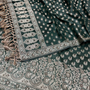 Bottle Green Angoori Kalli Cotton Silk Banarasi Suit
