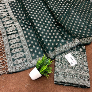 Bottle Green Angoori Kalli Cotton Silk Banarasi Suit