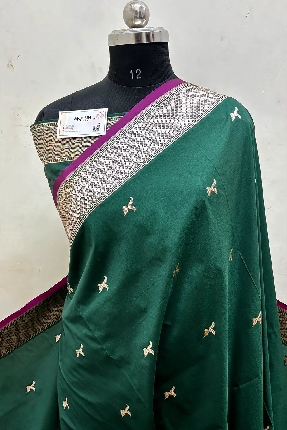 Bottle Green Ghat Katan Silk Banarasi Saree