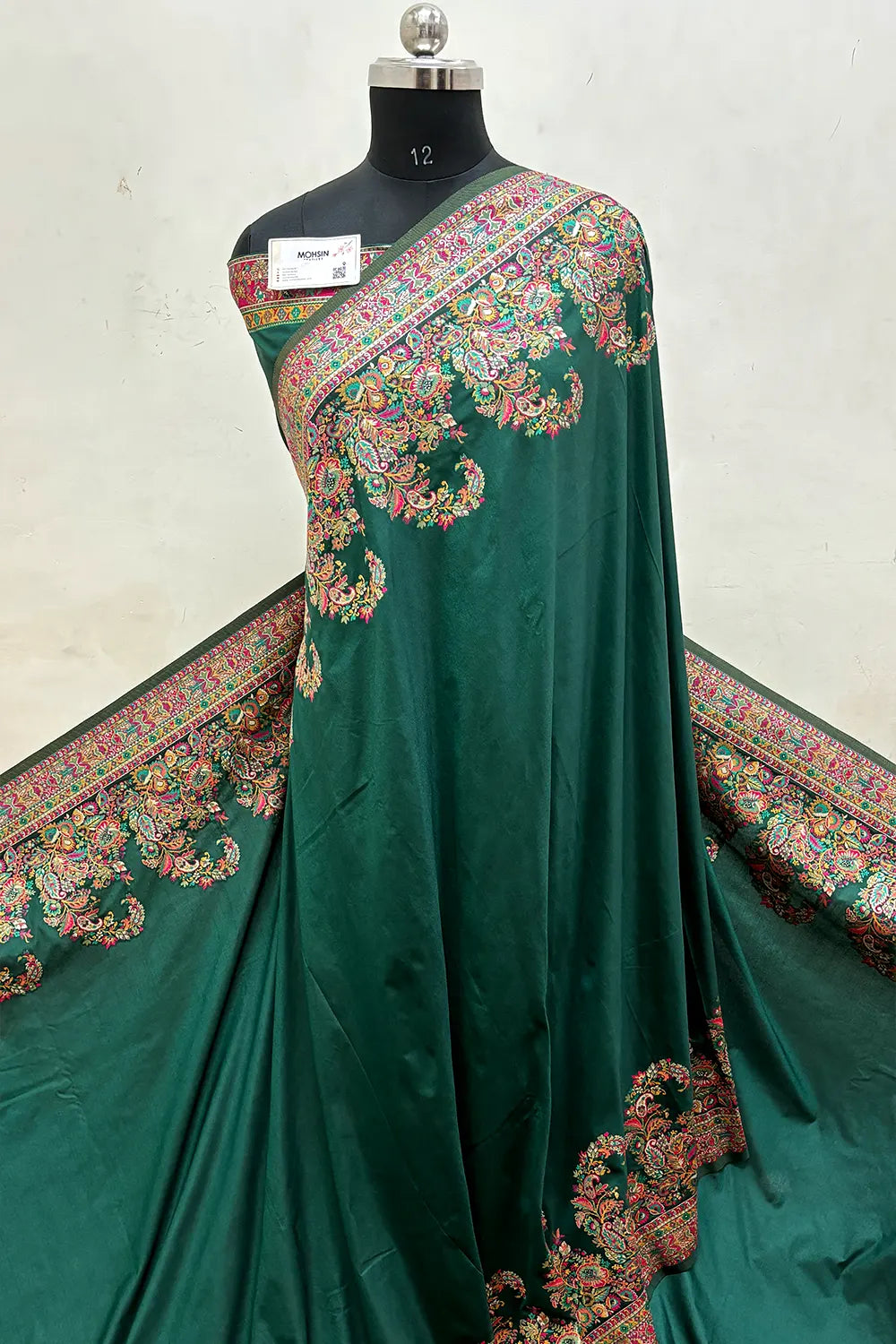 Bottle Green Pashmina Silk Banarasi Saree