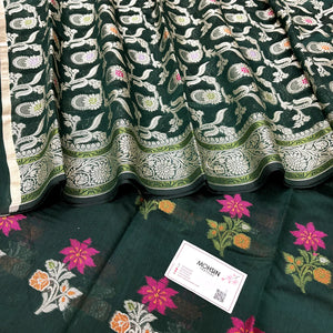 Bottle Green Resham Banarasi Silk Suit
