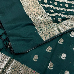 Bottle Green Resham Banarasi Silk Suit