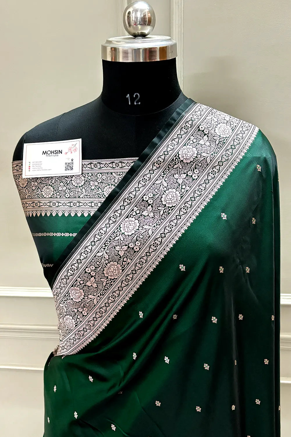 Bottle Green Zari Katan Silk Banarasi Saree