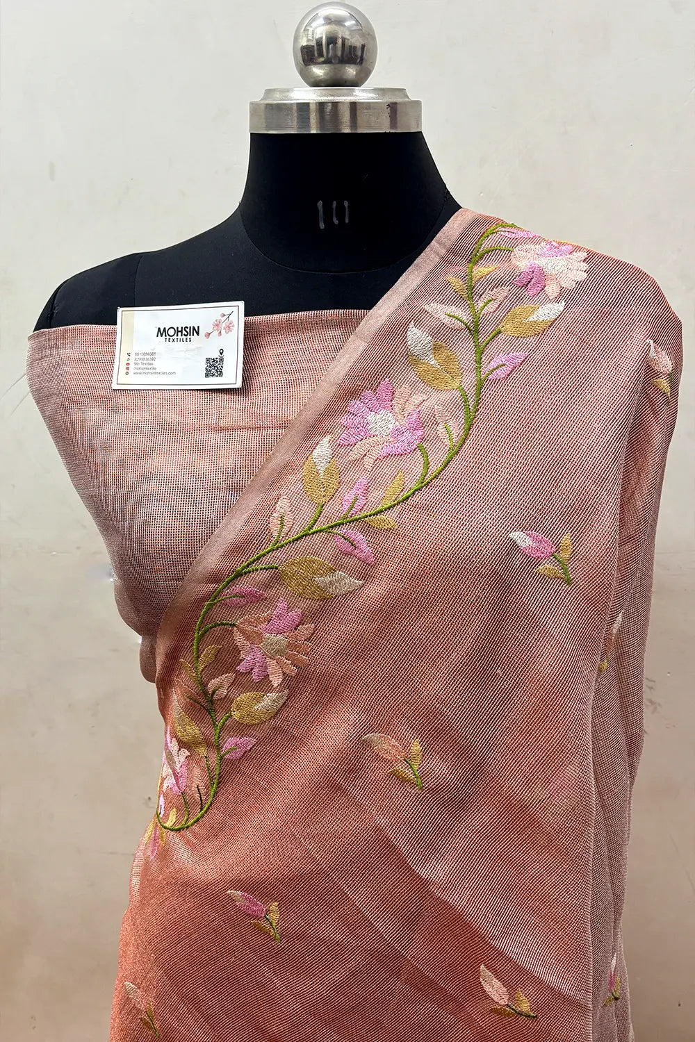 Bronze Embroidery Tisse Silk Saree