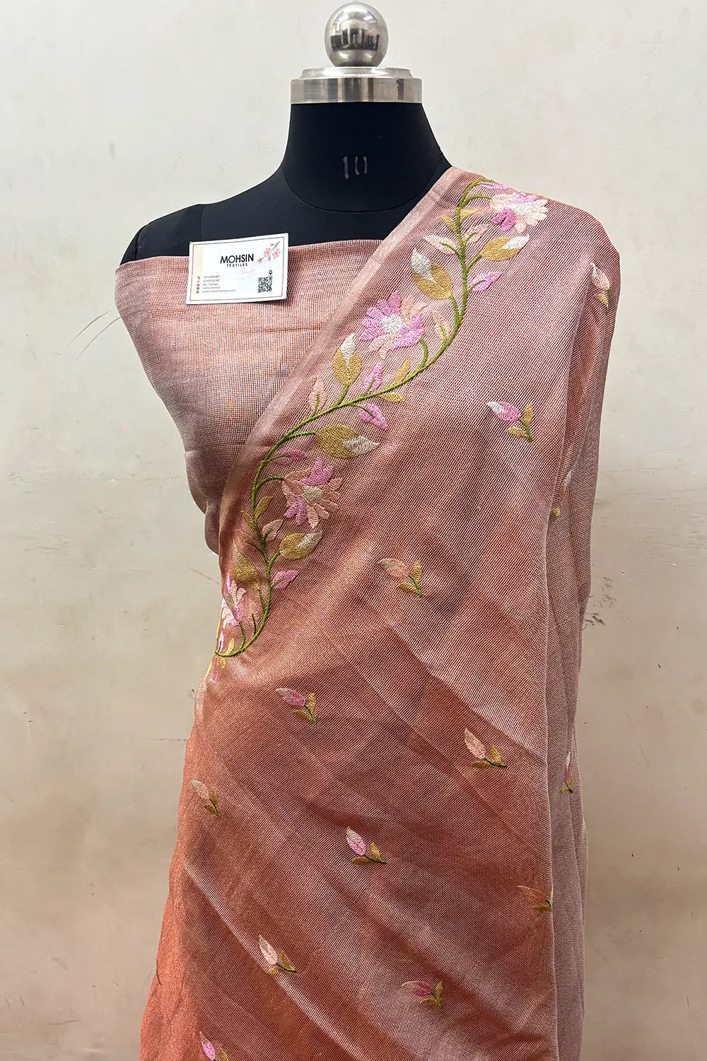 Bronze Embroidery Tisse Silk Saree