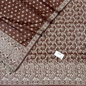 Brown Angoori Jaal Cotton Silk Banarasi Suit