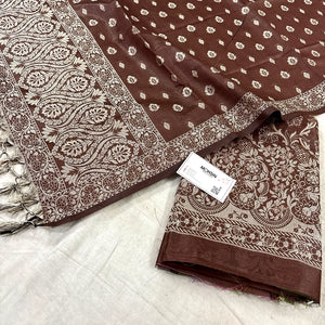 Brown Angoori Jaal Cotton Silk Banarasi Suit