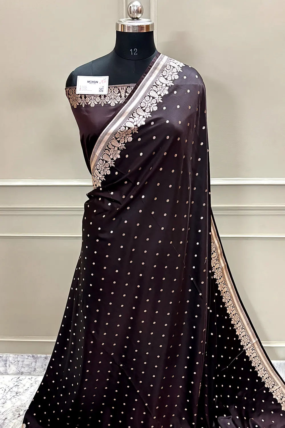 Brown Hawahawai Buti Katan Silk Banarasi Saree