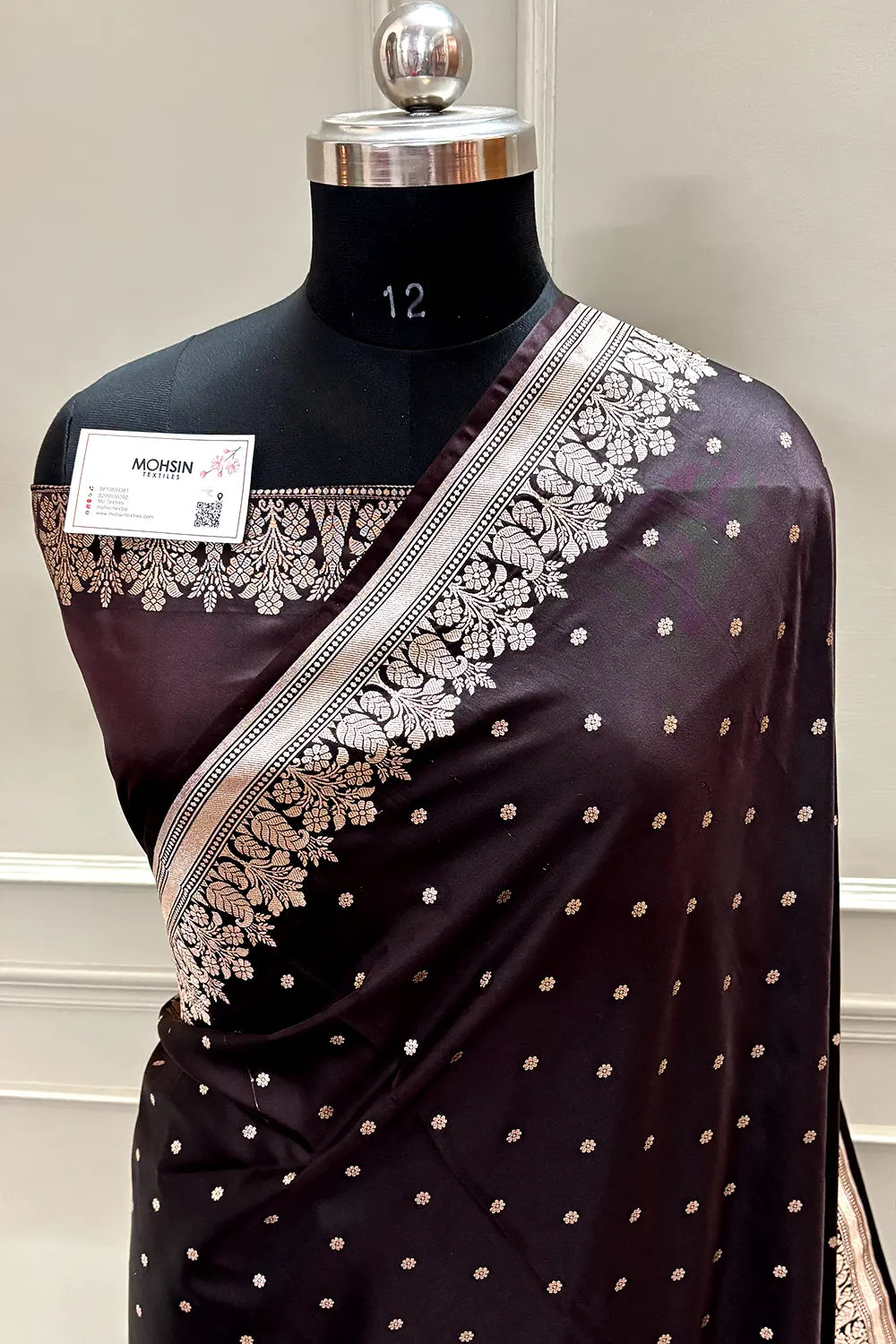 Brown Hawahawai Buti Katan Silk Banarasi Saree
