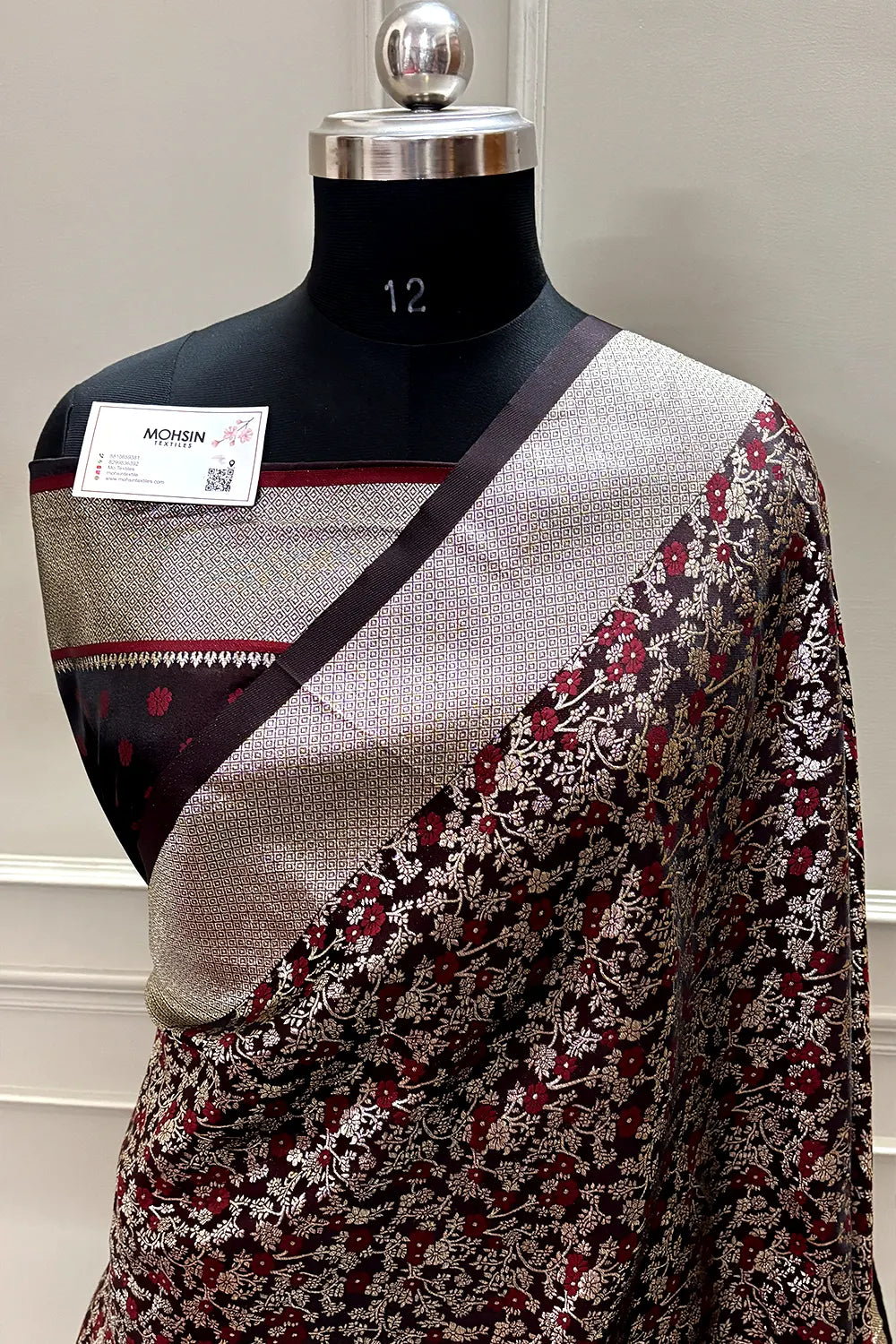 Brown Jamawar Katan Silk Banarasi Saree