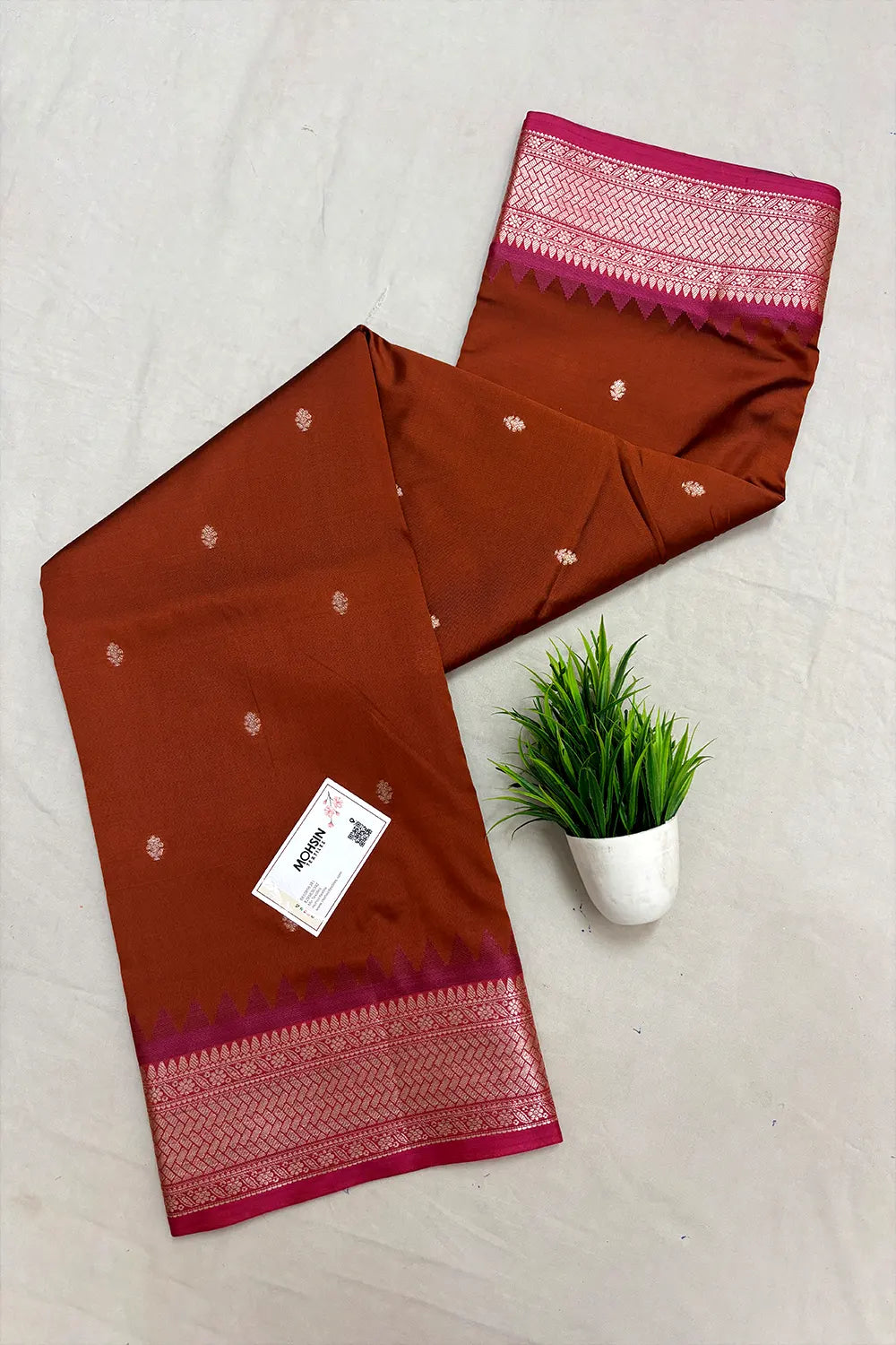 Brown Semi Katan Silk Banarasi Saree