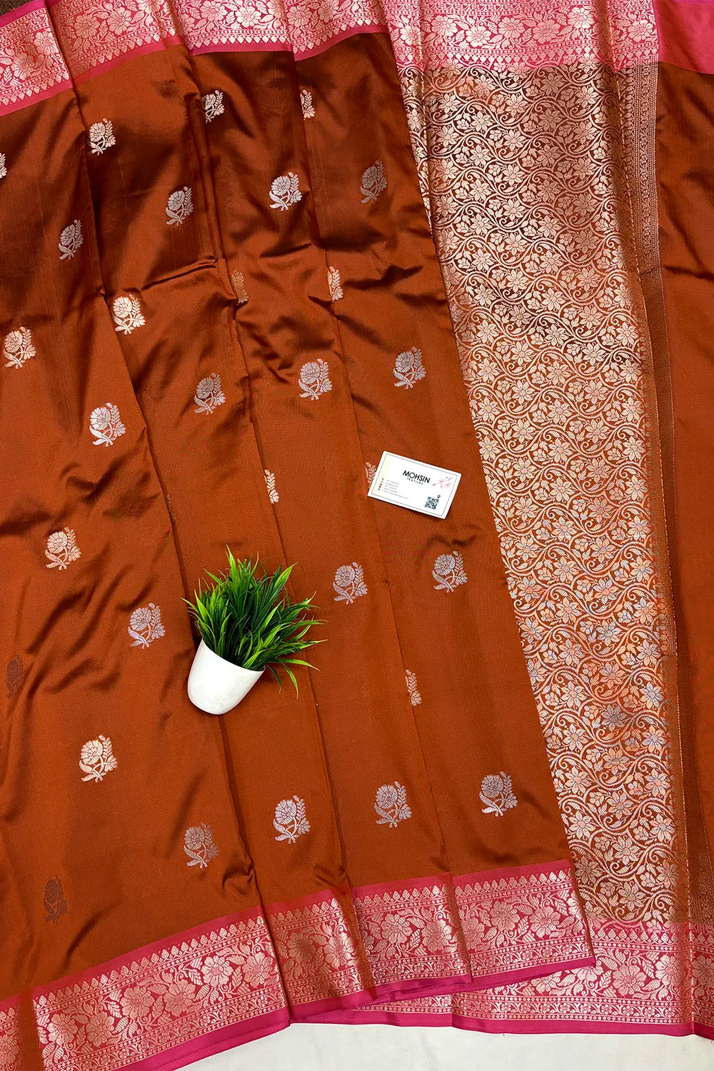 Brown Semi Katan Silk Banarasi Saree