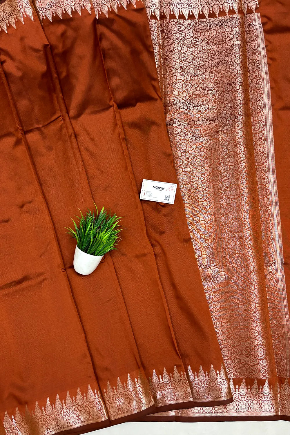 Brown Semi Katan Silk Banarasi Saree