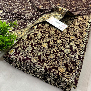 Brown Stone Work Kimkhab Silk Banarasi Gharara