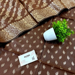 Brown Sunehri Pankh Satin Silk Banarasi Suit