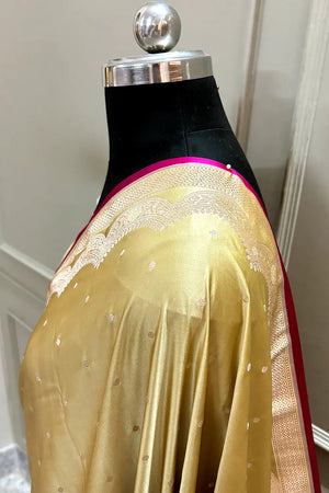 Champagne Gold Zari Katan Silk Banarasi Saree