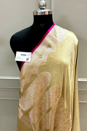 Champagne Gold Zari Katan Silk Banarasi Saree