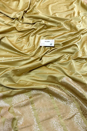 Champagne Gold Zari Katan Silk Banarasi Saree
