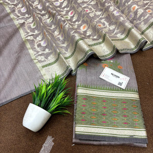 Dark Beige Resham Banarasi Silk Suit