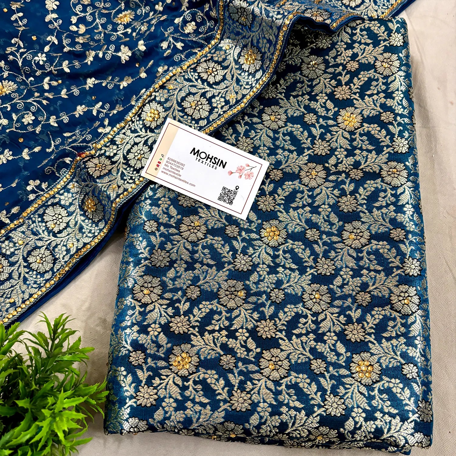 Dark Blue Stone Work Kimkhab Silk Banarasi Gharara