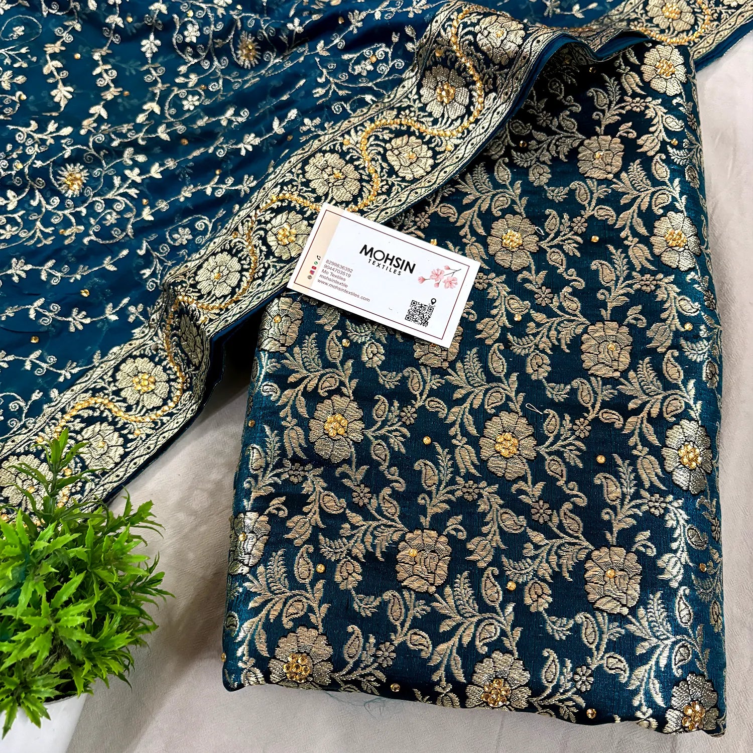 Dark Blue Stone Work Kimkhab Silk Banarasi Gharara