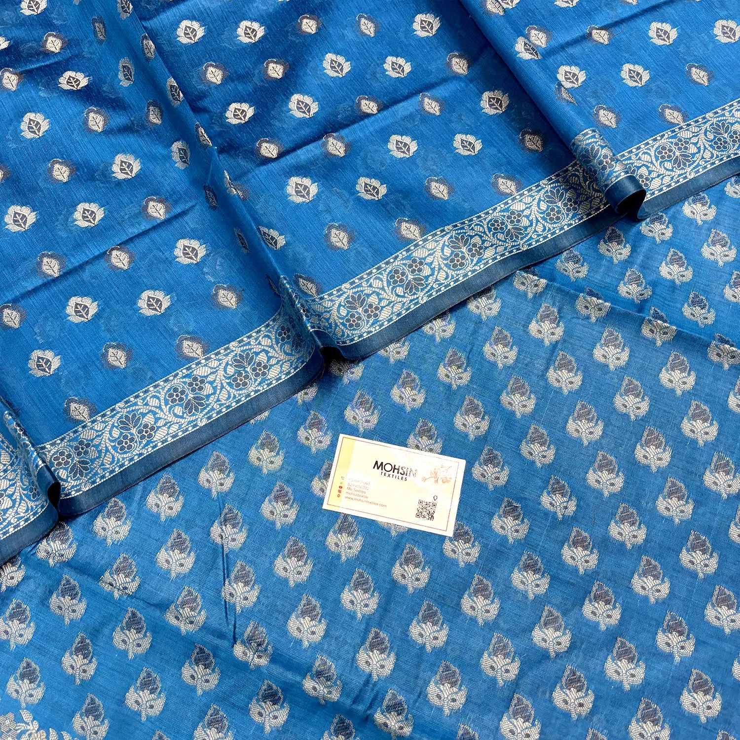 Dark Firozi Angoori Buti Cotton Silk Banarasi Suit