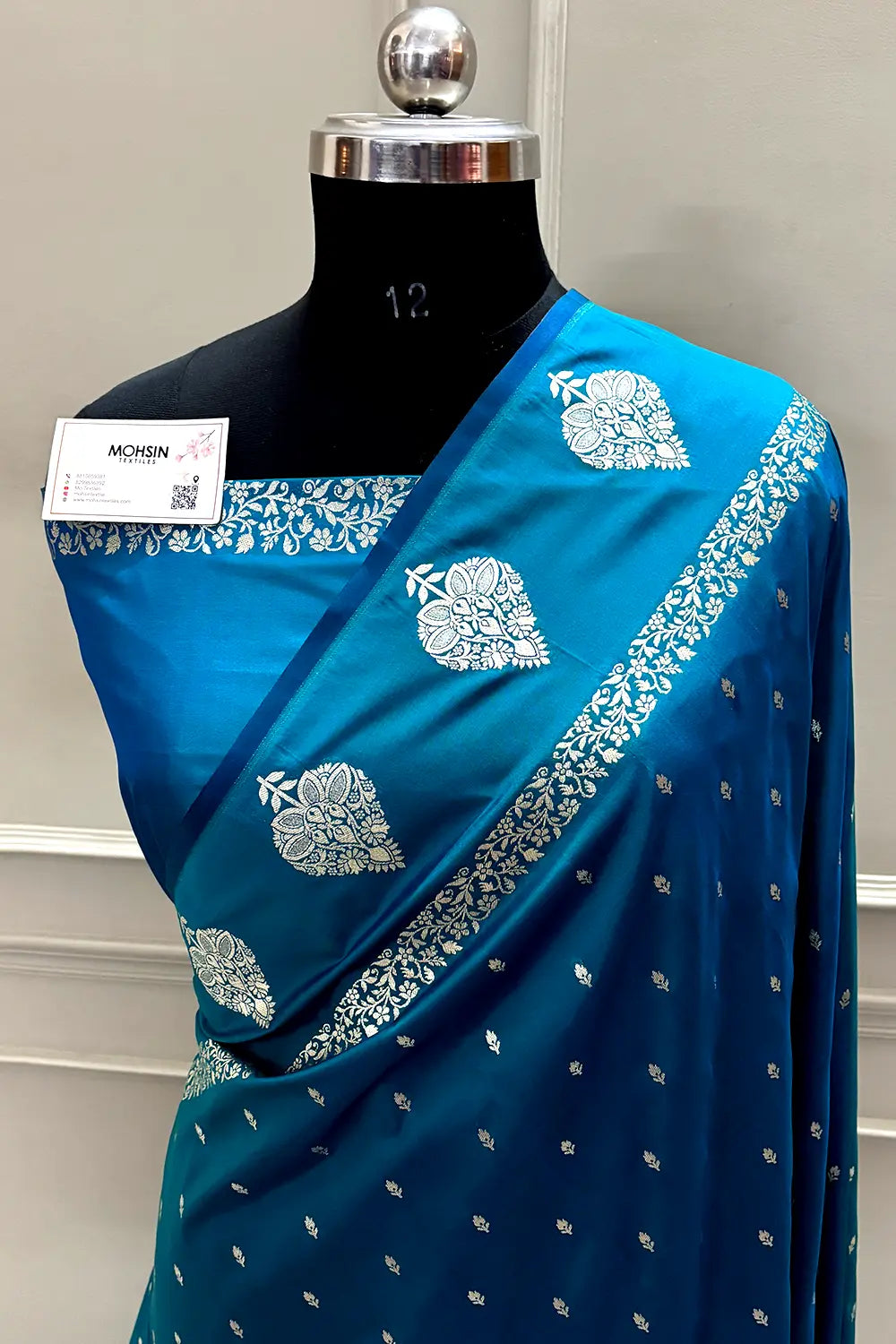 Dark Firozi Hukum Buti Katan Silk Banarasi Saree