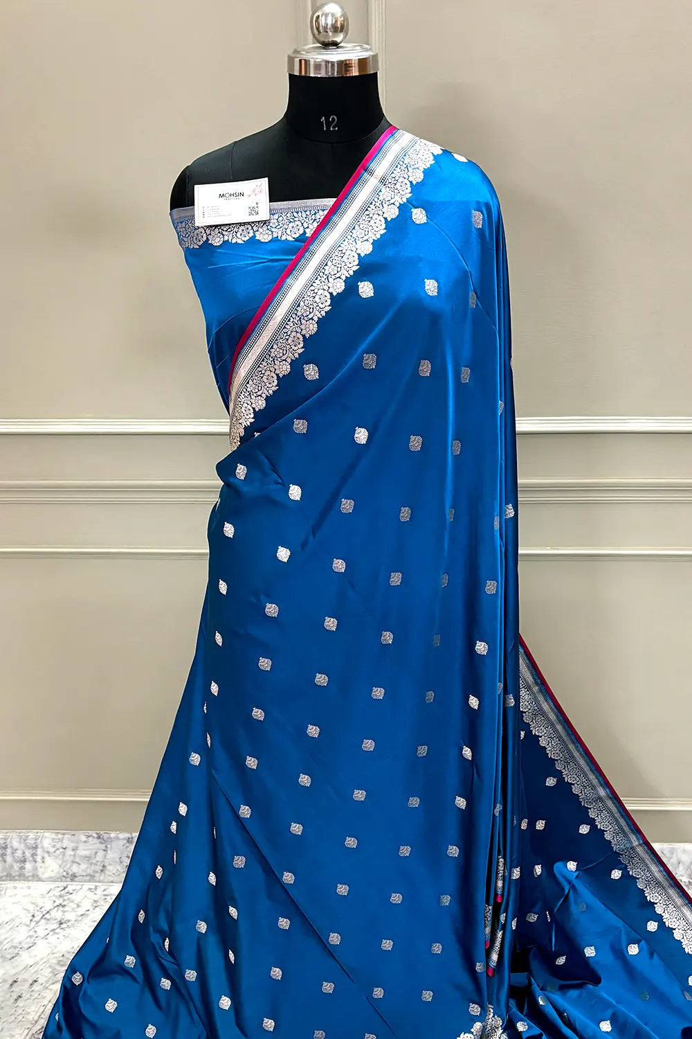 Dark Firozi Zari Katan Silk Banarasi Saree