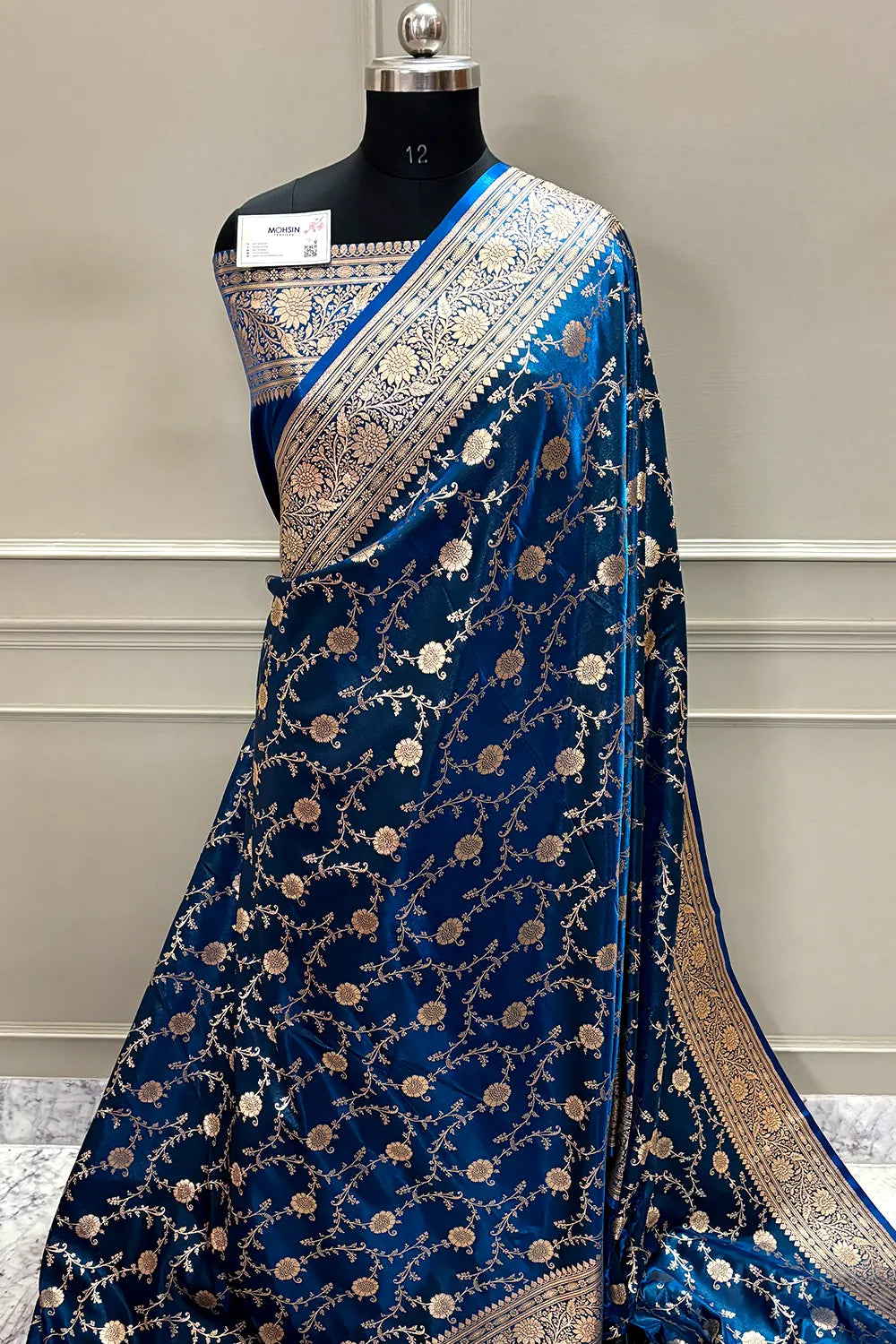Dark Firozi Zari Katan Silk Banarasi Saree