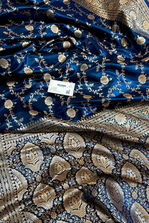 Dark Firozi Zari Katan Silk Banarasi Saree
