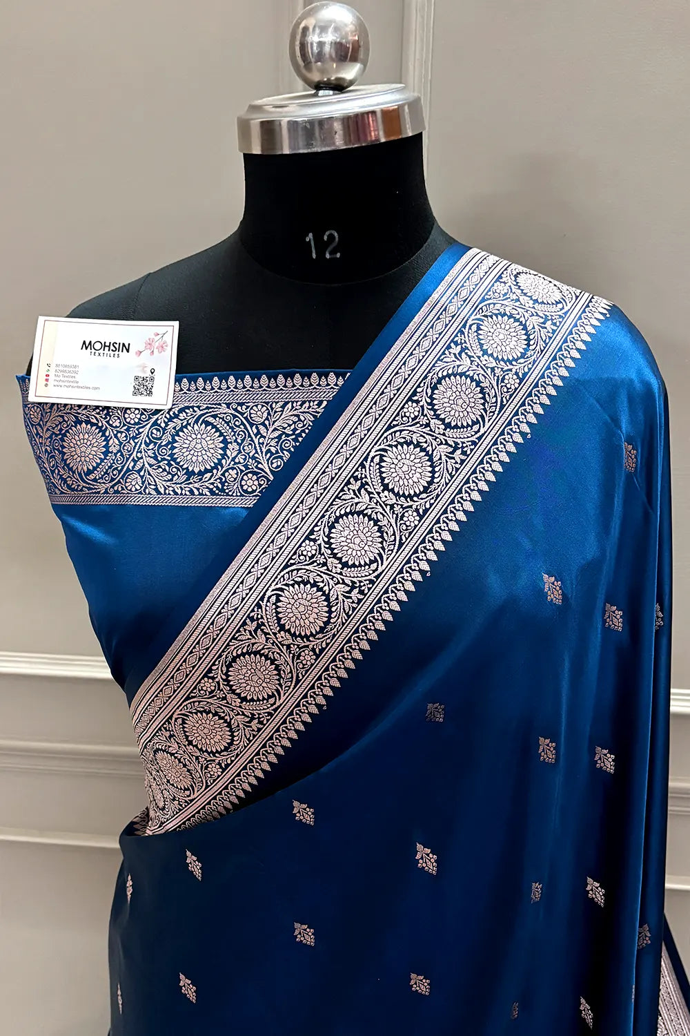 Dark Firozi Zari Katan Silk Banarasi Saree
