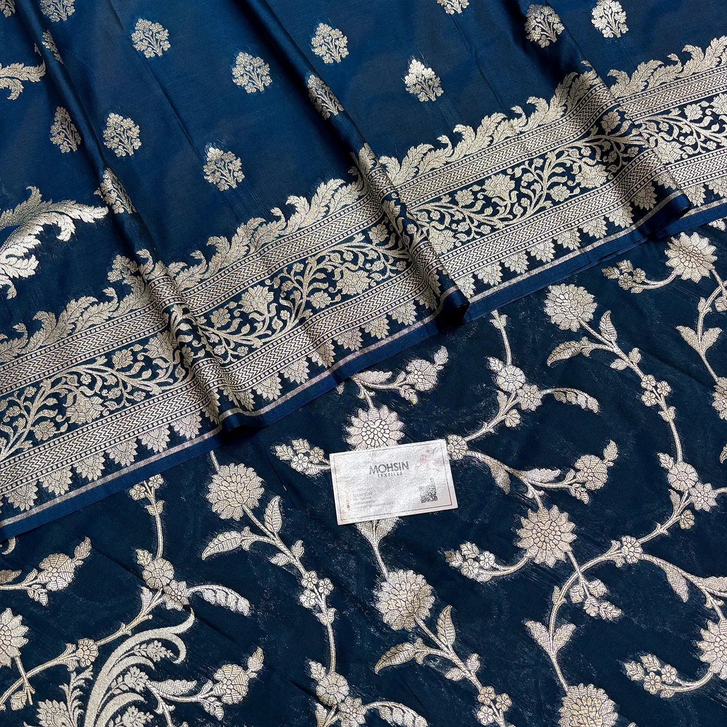 Dark Firozi Zari Katan Silk Banarasi Suit
