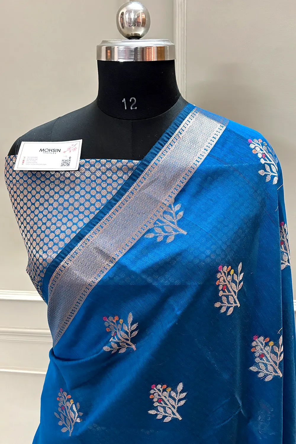 Dark Firozi Zari Resham Banarasi Silk Saree