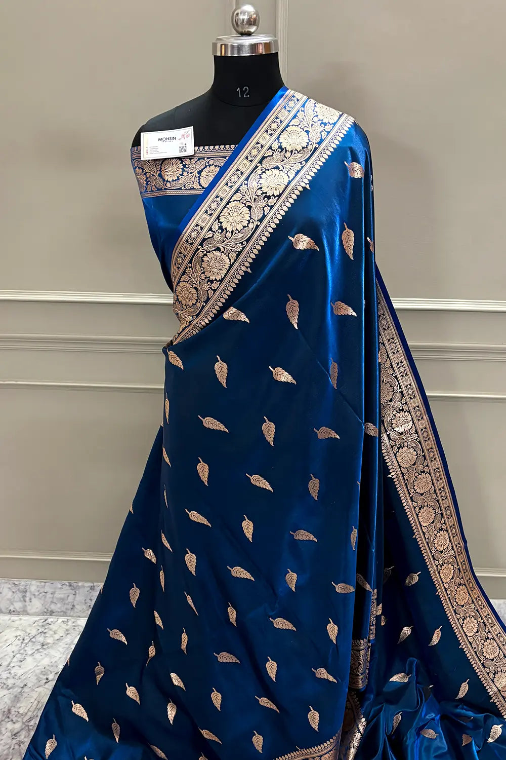 Dark Zari Satin Silk Banarasi Saree