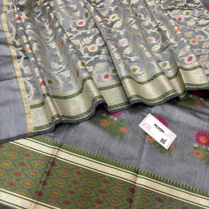 Dark Grey Resham Banarasi Silk Suit