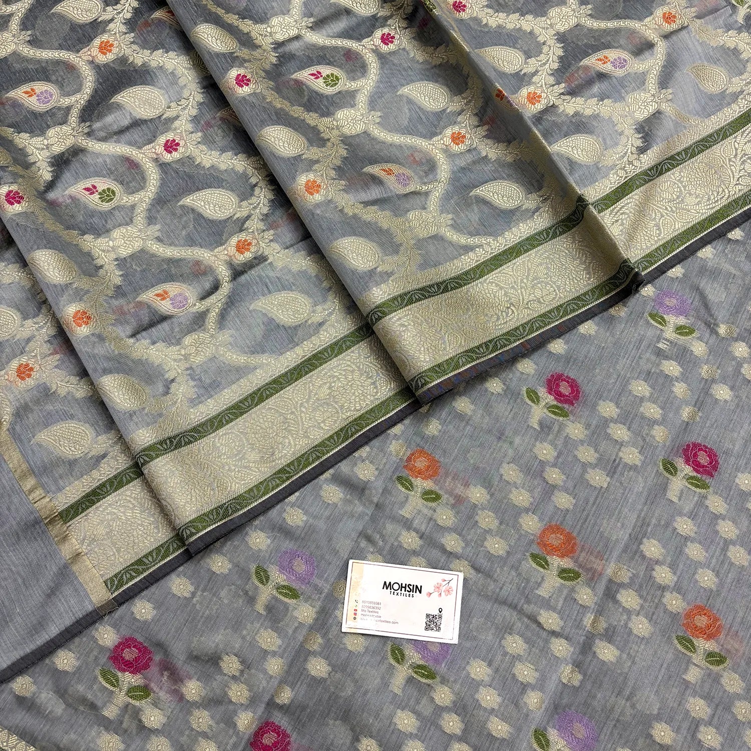 Drak Grey Resham Banarasi Silk Suit